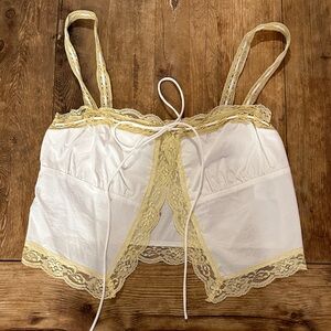 Lace Trimmed White and Cream Bralette